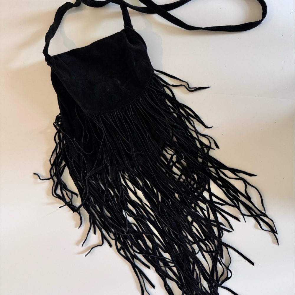 Western Black Fringe Crossbody Bag